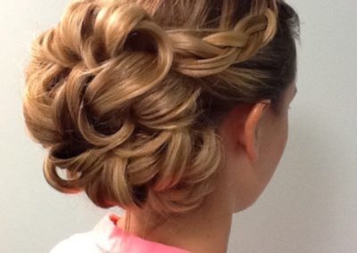 Rear view of a bridal updo