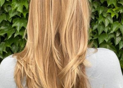 Rear view of long blond straight hair