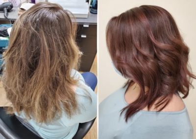 before and after haircut and color