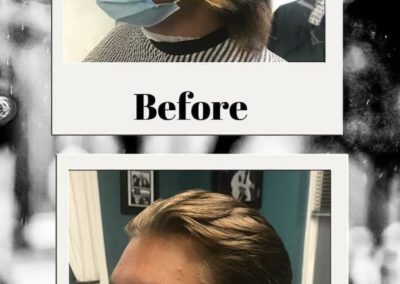 Before and after of a man's haircut