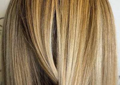 Rear view of straight blond hair