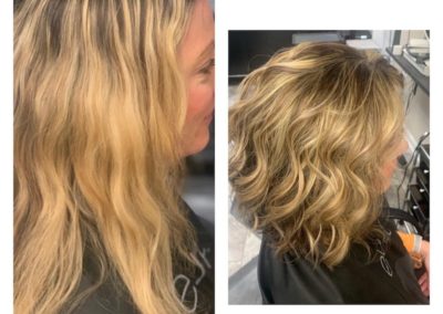 Before and after of blond haircut