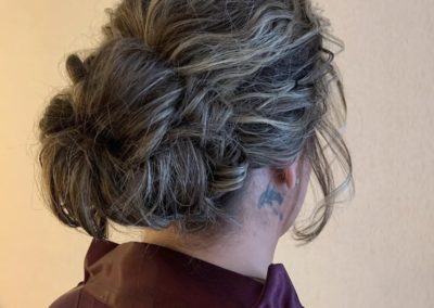 Rear view of formal hairdo